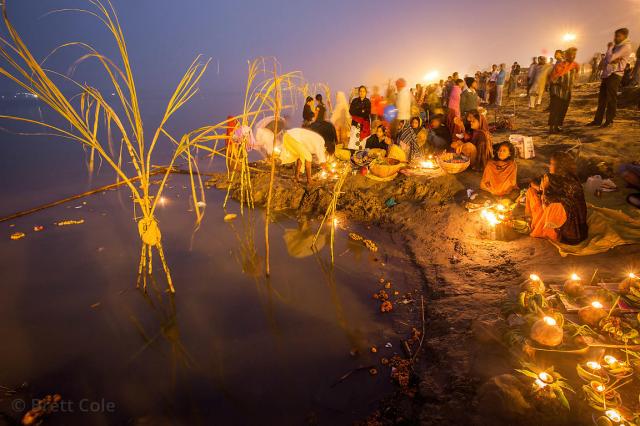 Brett Cole Photography | Offerings on the banks of the Ganges River during Chhath  Puja, Varanasi, India. Chhath Puja is a devotion to the Sun God Sury...  photo