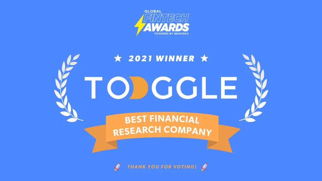 TOGGLE announced as Benzinga's best financial research company winner