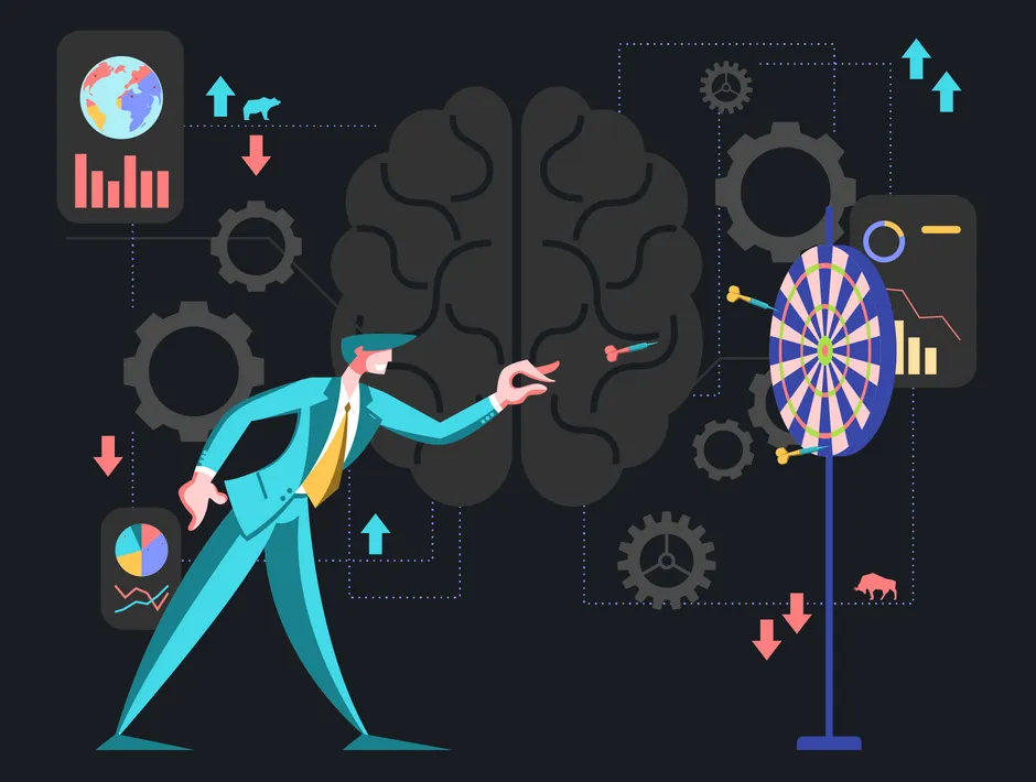 Cartoon playing darts