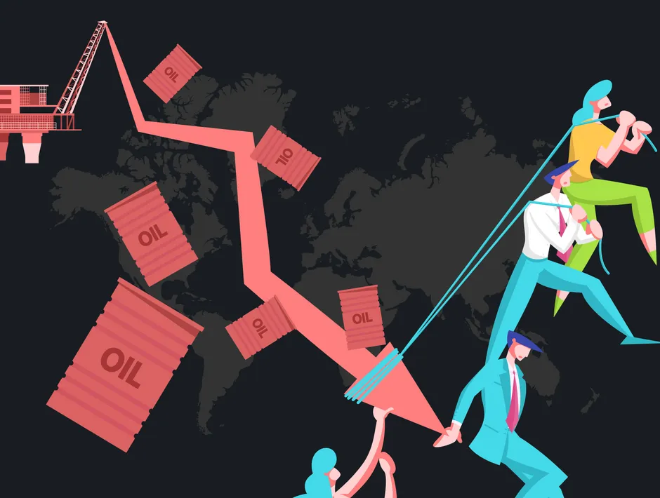 Investors impacted by oil cartoon