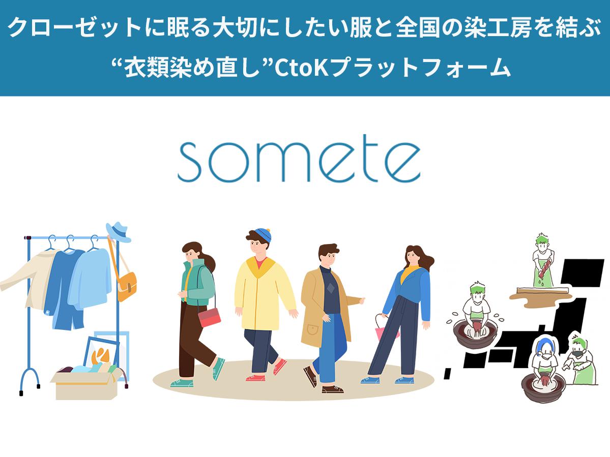 【somete】クローゼットに眠る大切にしたい服と全国の染工房を結ぶ“衣類染め直し”CtoKプラットフォームで、「衣類ロス」と「フードロス」を削減！