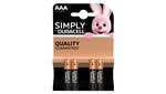 Duracell Simply AAA Alkaline MN2400 Batteries (Pack 4)