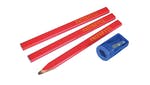 Image of Faithfull Carpenter's Pencils Red (Pack 3 + Sharpener)