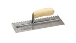 Image of Marshalltown M702S Notched Trowel Square 1/4in Wooden Handle 11 x 4.1/2in