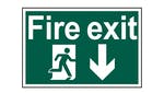 Scan Fire Exit Running Man Arrow Down - PVC 300 x 200mm