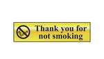 Scan Thank You For Not Smoking - Polished Brass Effect 200 x 50mm