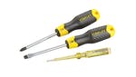 Image of Stanley Tools Cushion Grip Screwdriver Set, 3 Piece SL/PH/Voltage Tester