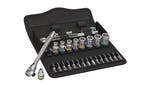 Image of Wera 8100 SA 8 Zyklop Metal Switch Slim Ratchet & Socket Set of 28 Metric 1/4in Drive