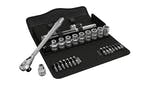 Image of Wera 8100 SC 8 Zyklop Metal Switch Slim Ratchet & Socket Set of 28 Metric 1/2in Drive