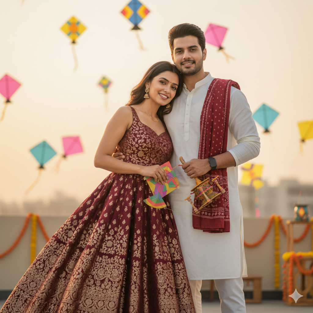 Makar Sankranti Ai Photo Editing Prompt For Couples Try On Google Gemini - AI Generated Image