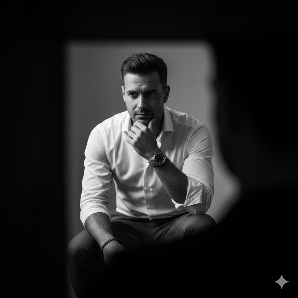  black and white high-contrast fashion noir photograph ai editing prompt - AI Generated Image