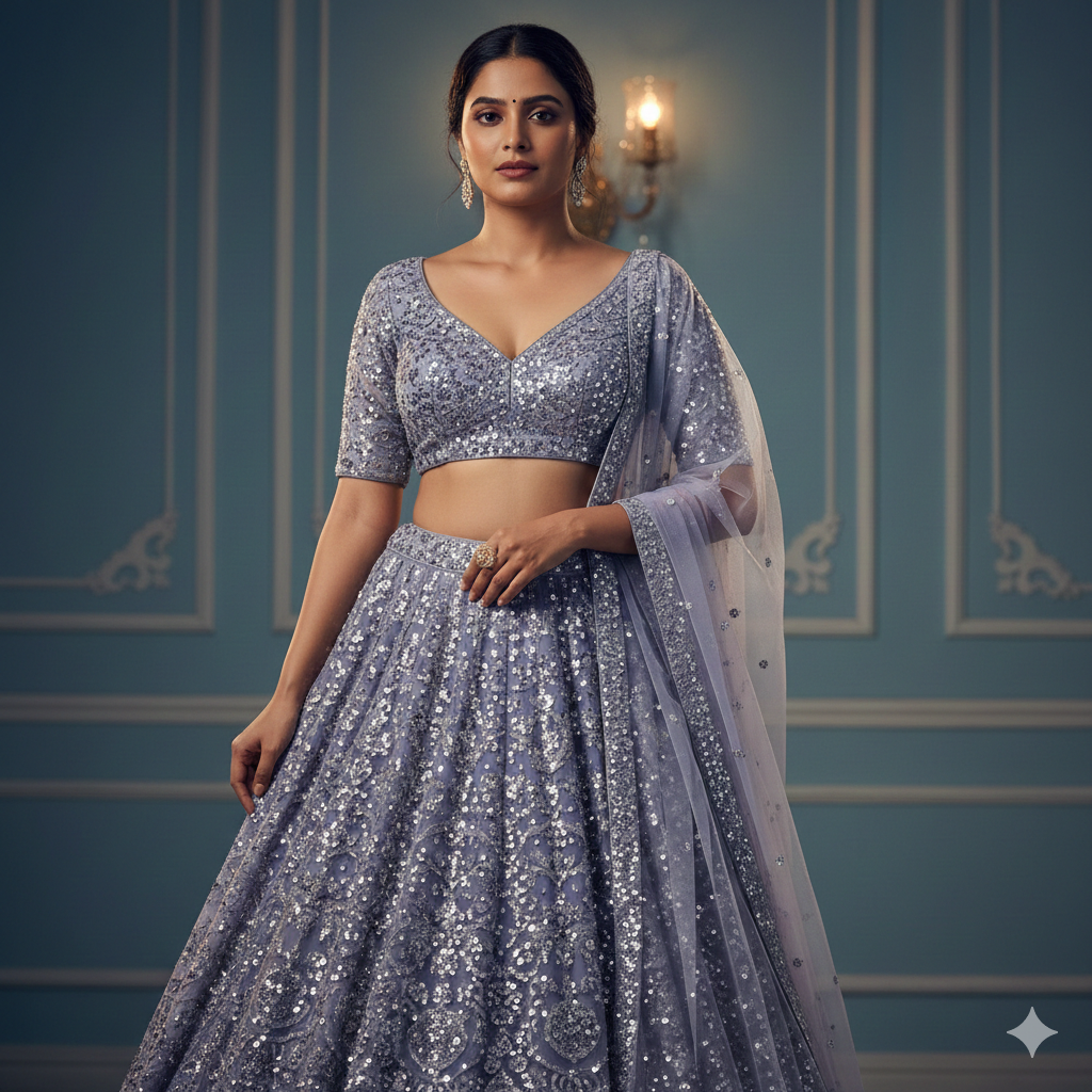 Viral Blue Lehenga Prompt For Girl - AI Generated Image