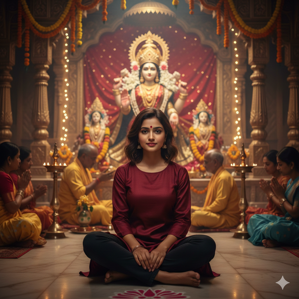 Saraswati Puja Ai Prompt For Girls - AI Generated Image