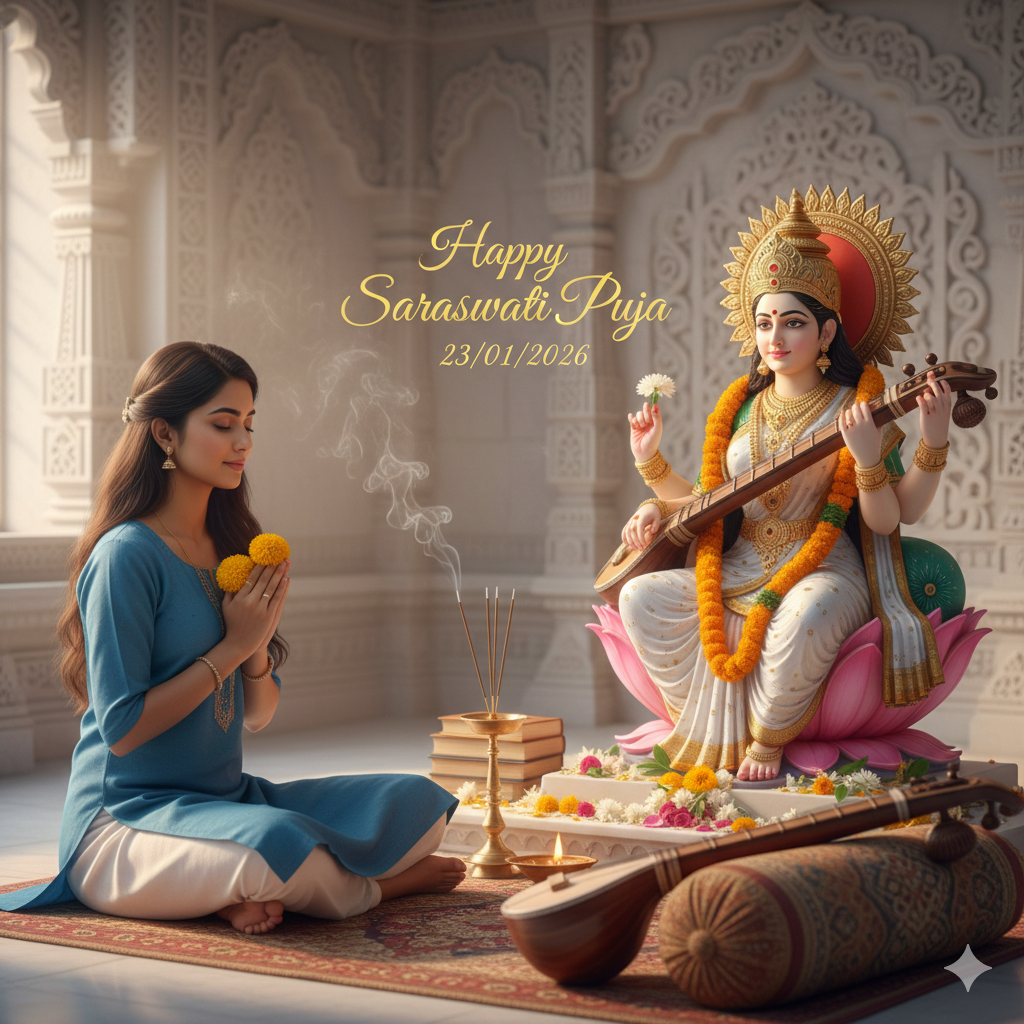 Prompt Seen Saraswati-puja Ai Photo Editing Prompt - AI Generated Image