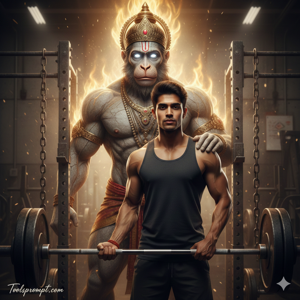 Trending Hanuman Ji Gym Ai Photo Editing Prompt - AI Generated Image