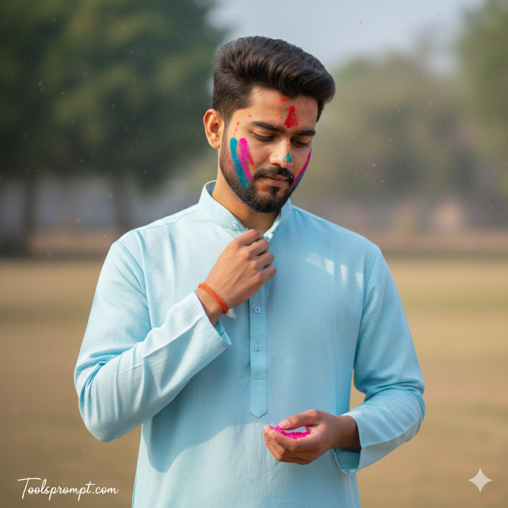Holi Prompt For Boys Ai Photo Editing Prompt For Midjourny  - AI Generated Image