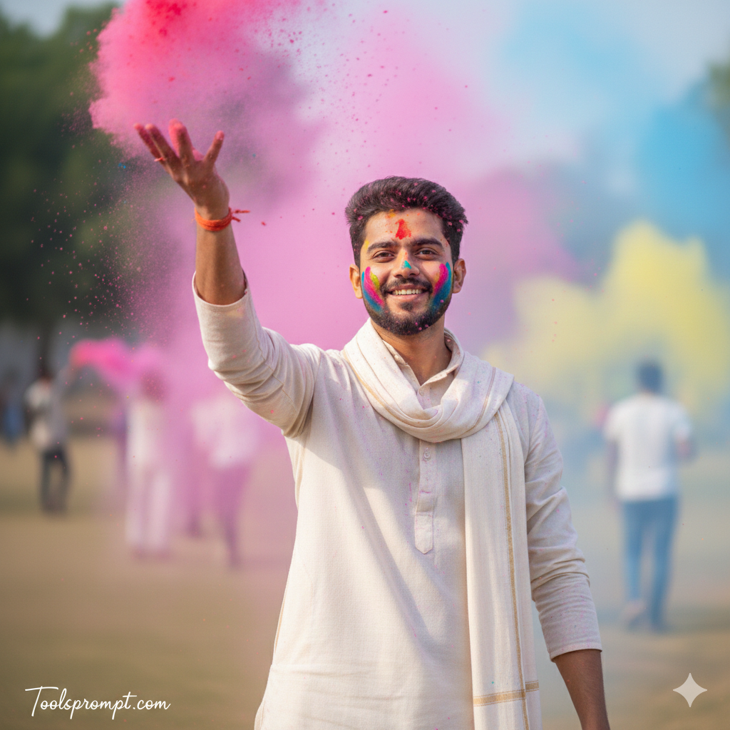 Viral Holi Prompt Gemini Ai Photo Editing Prompt  - AI Generated Image