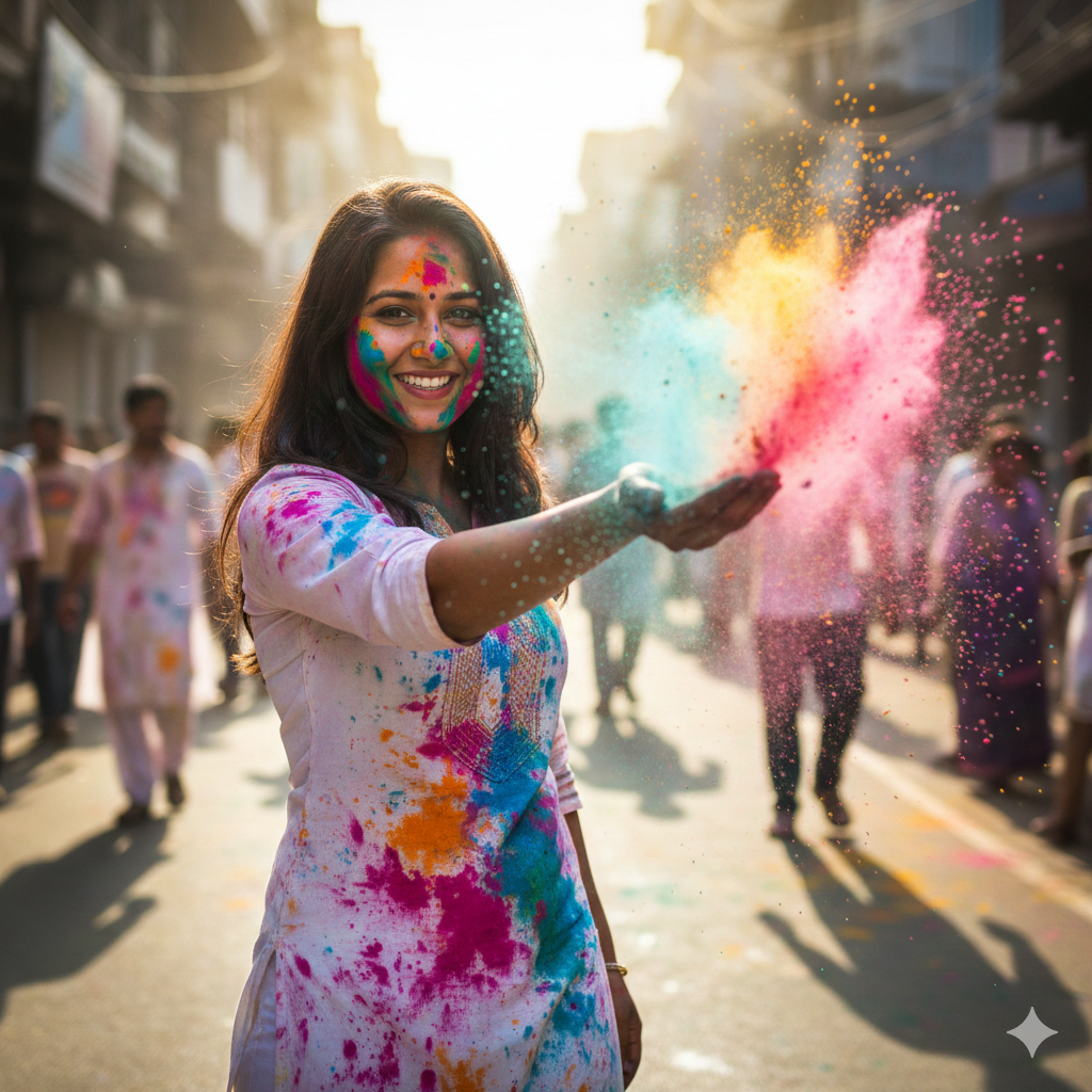 Holi Ai Prompt For Girls  - AI Generated Image