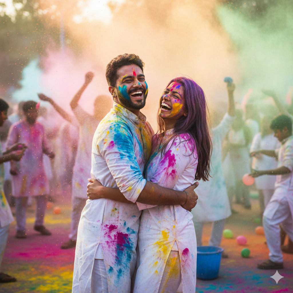 Chatgpt Holi Prompt For Couples  - AI Generated Image