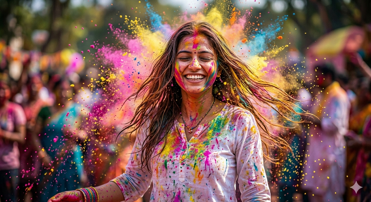 Trending Holi Ai Photo Editing Prompt Try On Midjourny  - AI Generated Image