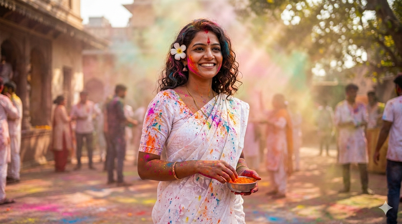 Girls Holi Ai Photo Editing Prompt  - AI Generated Image