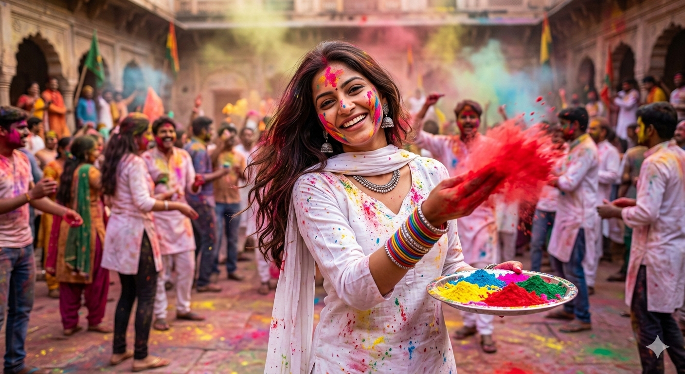 Viral Girls Holi Ai Photo Editing Prompt  - AI Generated Image