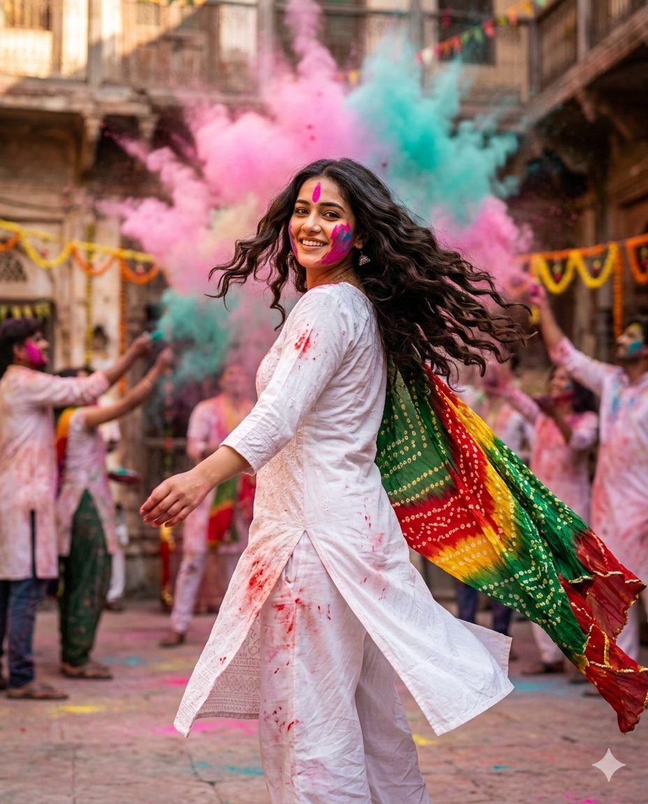 Trending Girls Holi Ai Photo Editing Prompt For Bing Image Creators - AI Generated Image