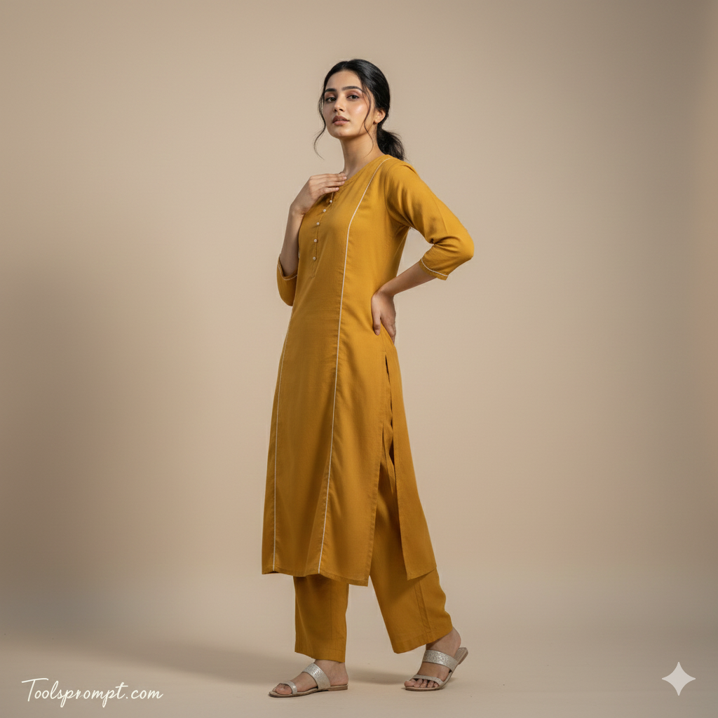 Kurtis Ai Photo Editing Prompt Try Any OutFit Without Wearing It With A Single Prompt - AI Generated Image