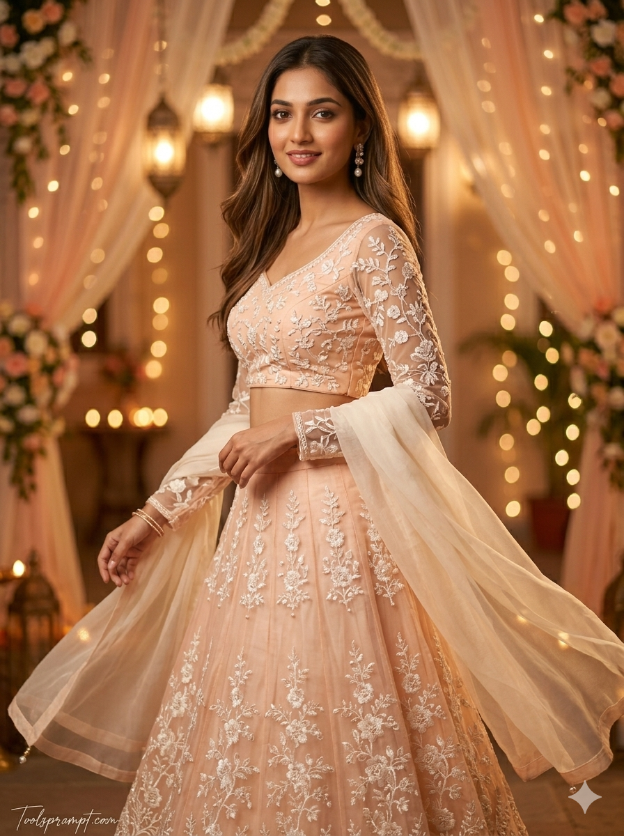 Ai Editing Bank Lehenga Ai Photo Editing Prompt For Girls  - AI Generated Image