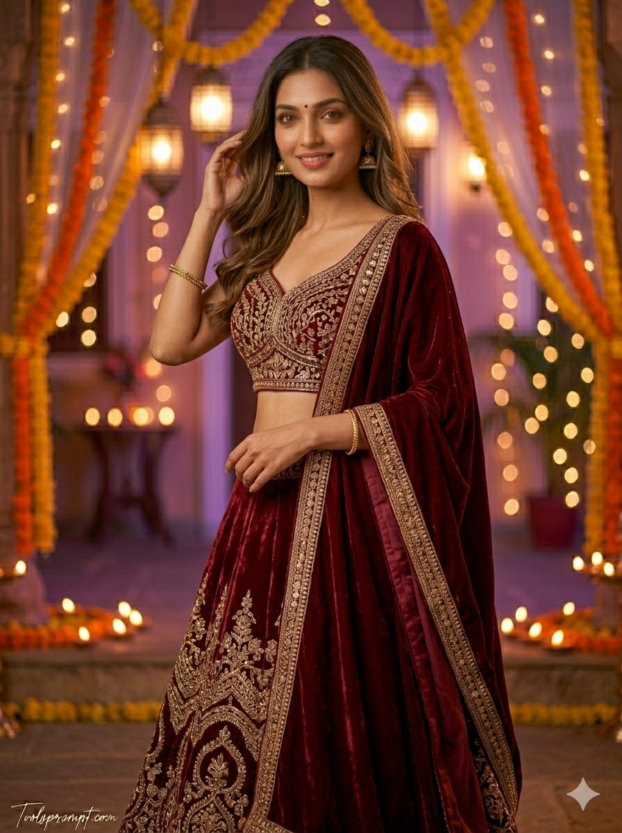 Wedding Lehenga AI Photo Editing Prompt Create Using Chatgpt  - AI Generated Image