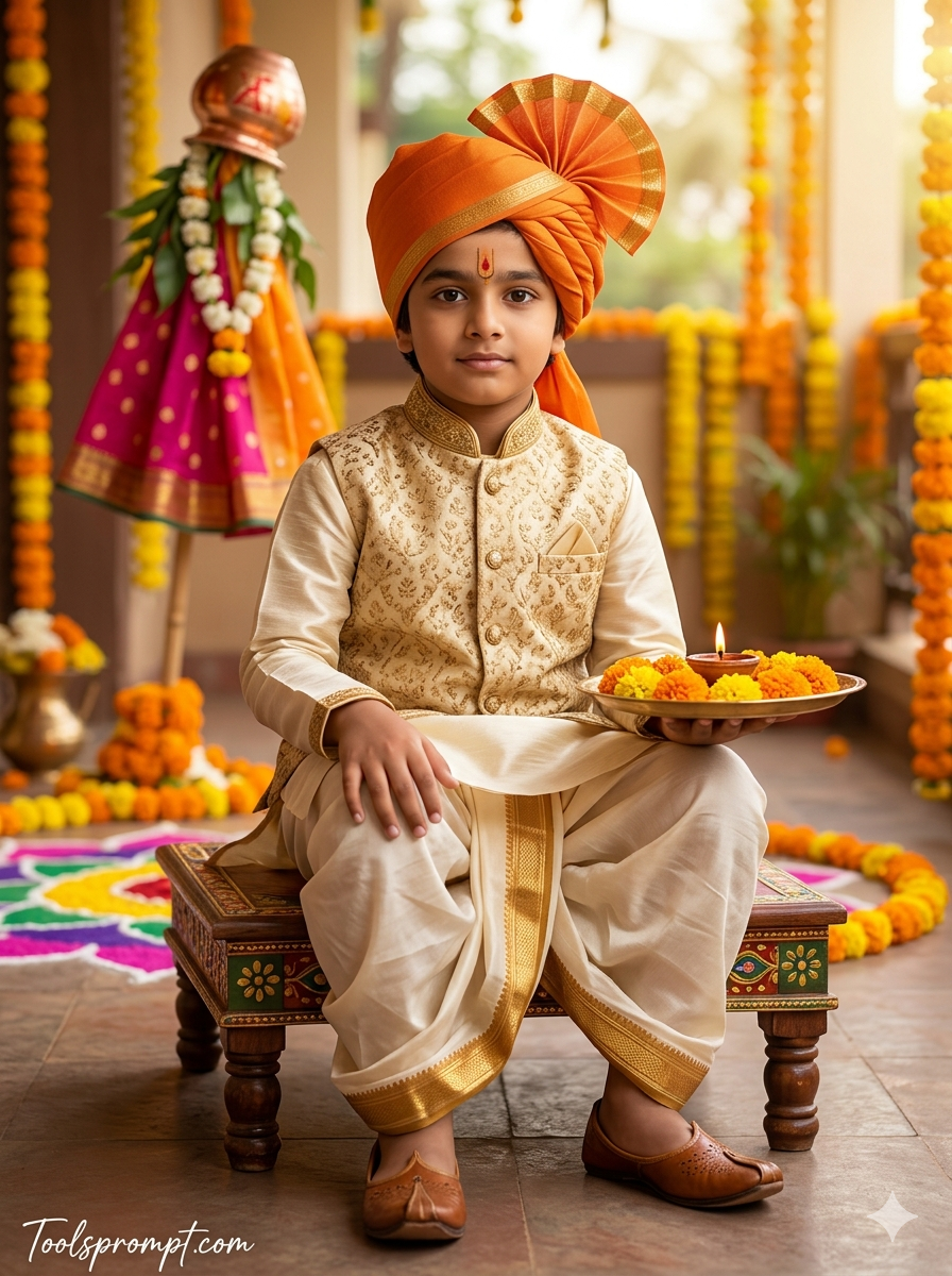 Viral Gudi Padwa Ai Photo Editing Prompt For Kids  - AI Generated Image