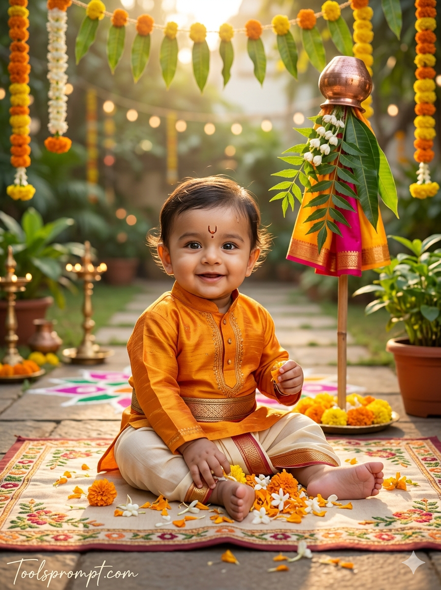 Best Baby Gudi Padwa Ai Photo Editing Prompt  - AI Generated Image