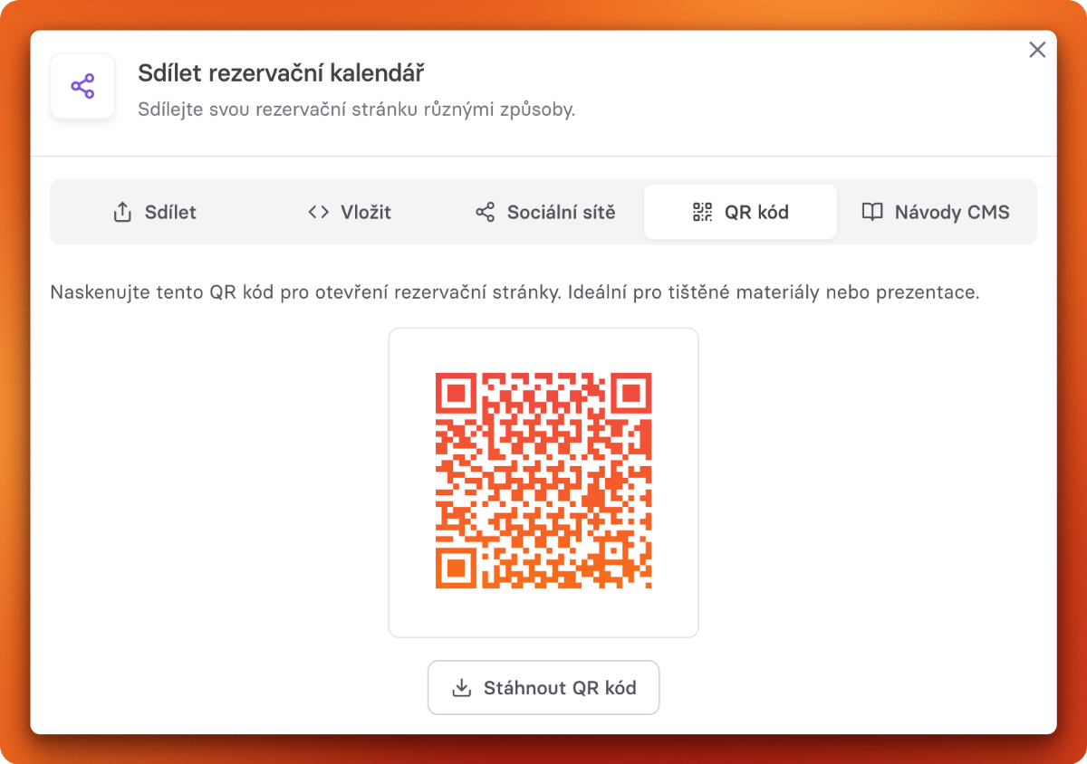 Sdílení události přes QR kód