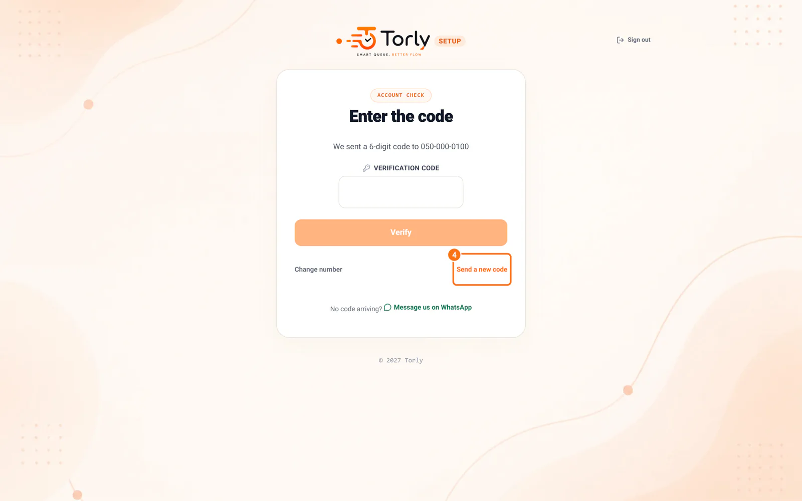The button to send a new code