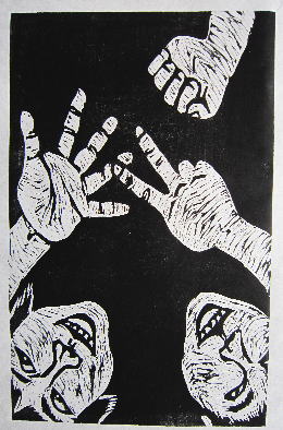 木版画「じゃんけんぽん」5 主人公以外の下絵 | TOSSランド
