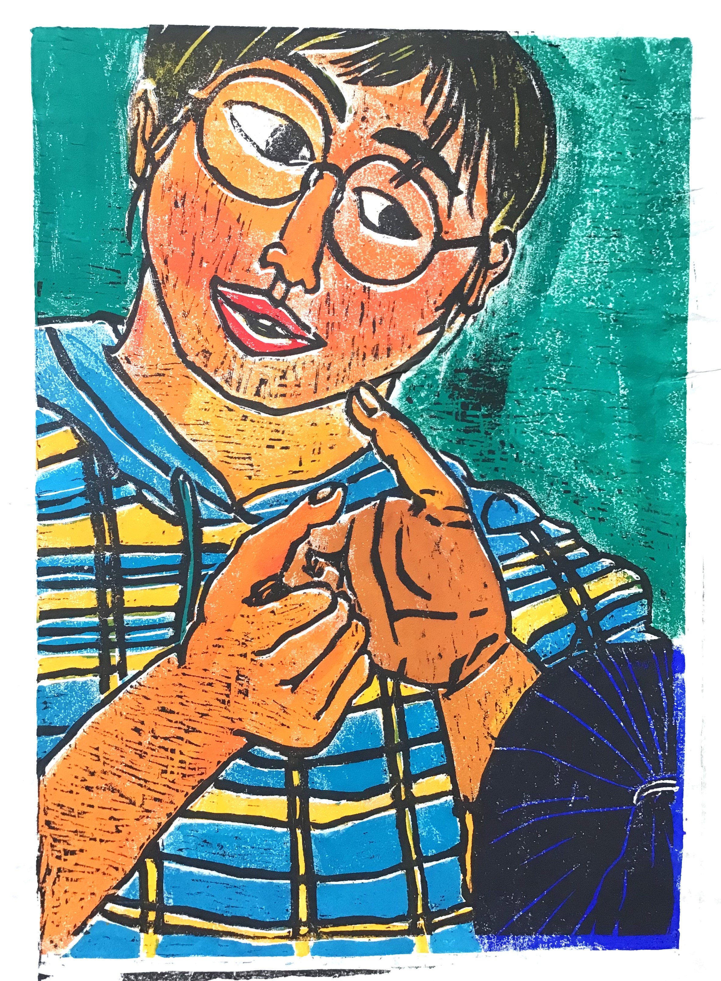 子ども美術館「指相撲 木版画（彩色）」 | TOSSランド