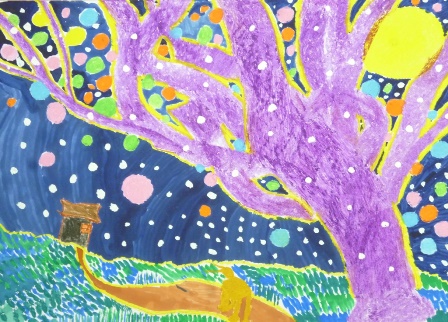 子ども絵画館11・酒井式シナリオ「モチモチ木（クレヨンバージョン