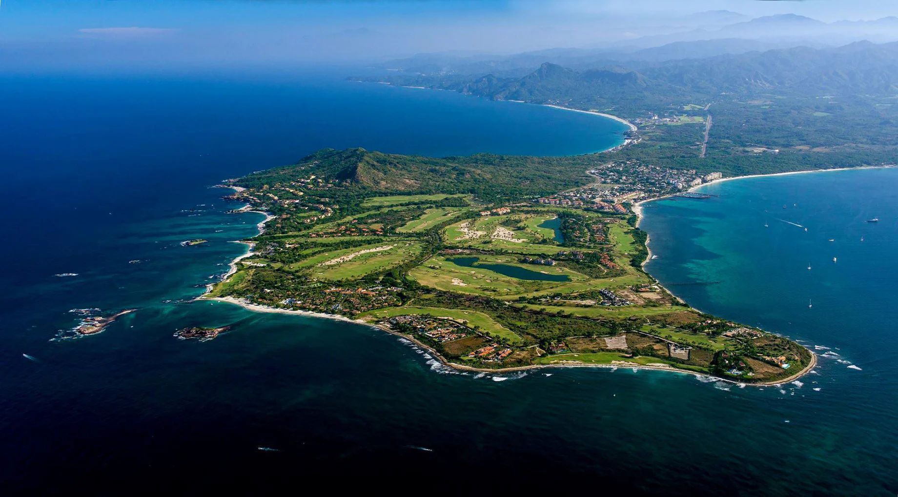 Aerial view of Punta Mita peninsula overlooking Banderas Bay