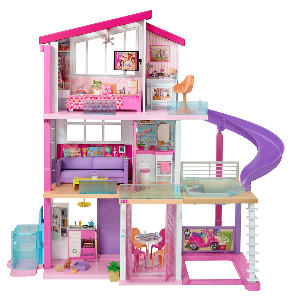 Barbie Casa Dei Sogni Per Bambole Con Ascensore Per Disabili 3 Piani Piscina Scivolo E 70 Accessori Toys Center