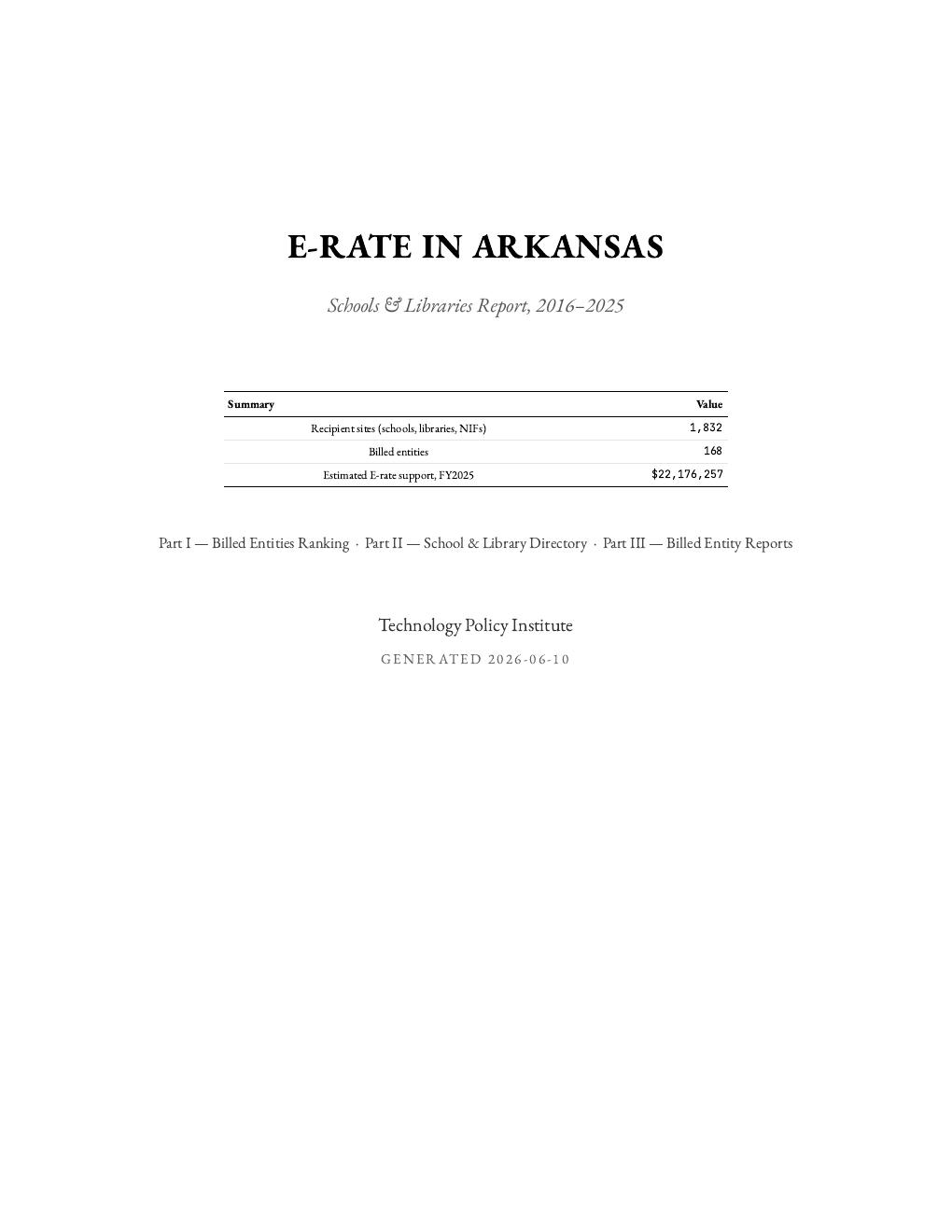 Arkansas report cover