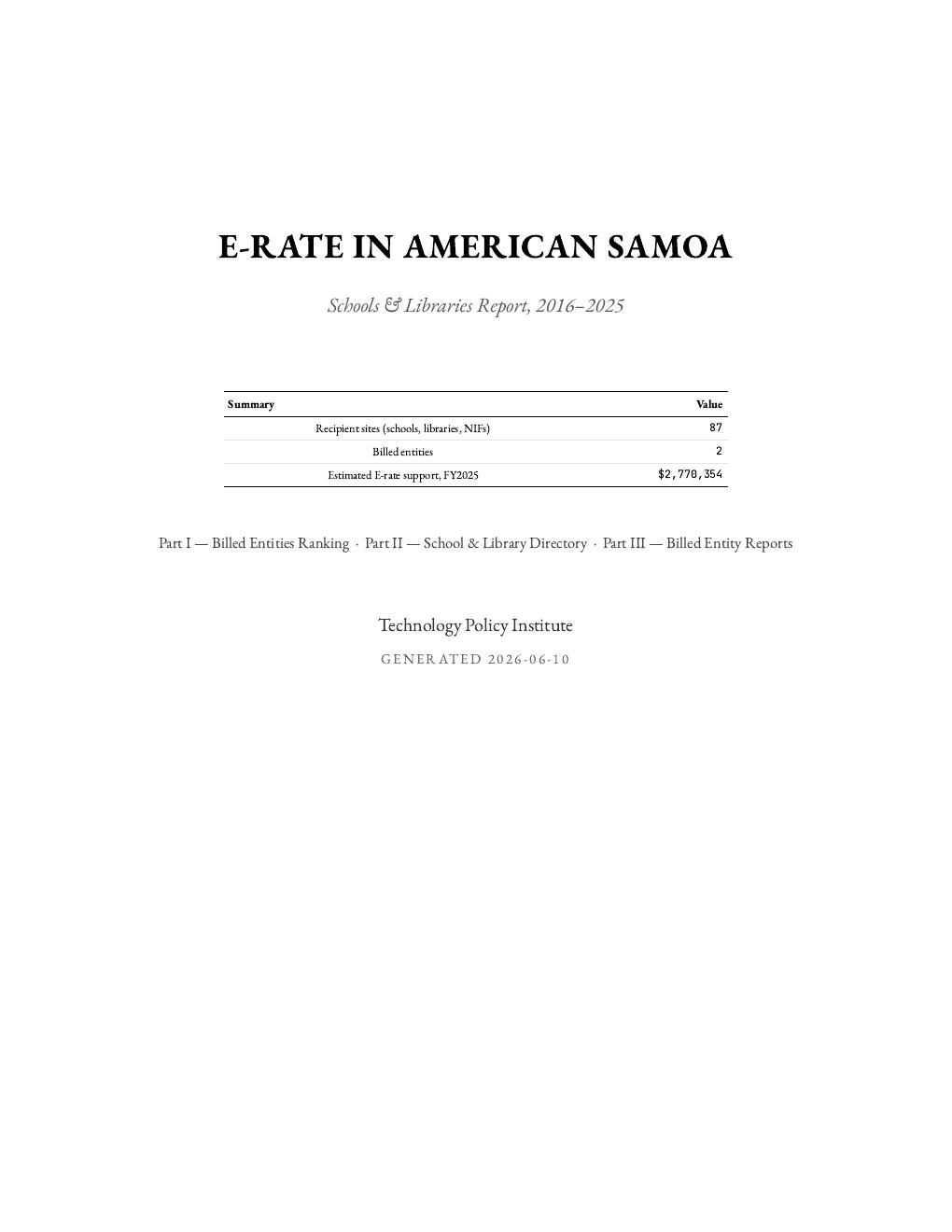 American Samoa report cover