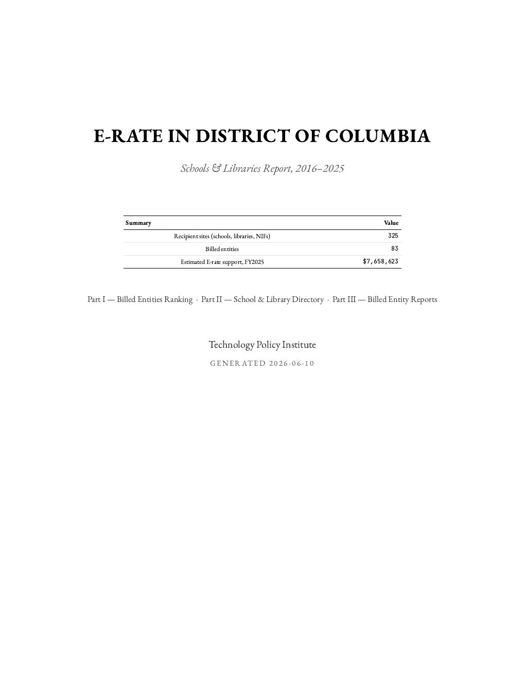 District of Columbia report cover