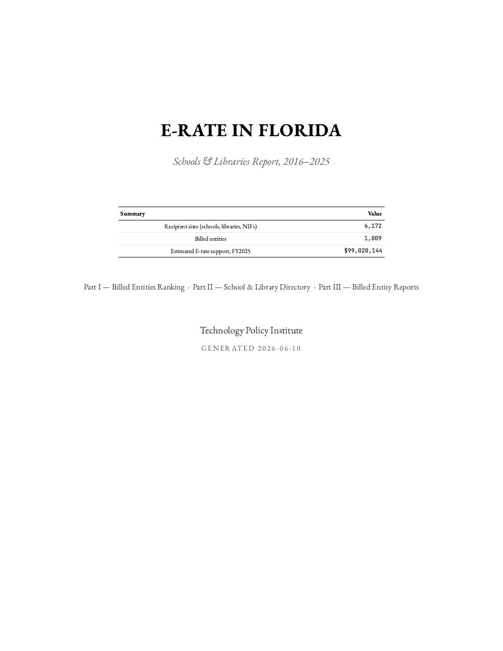Florida report cover