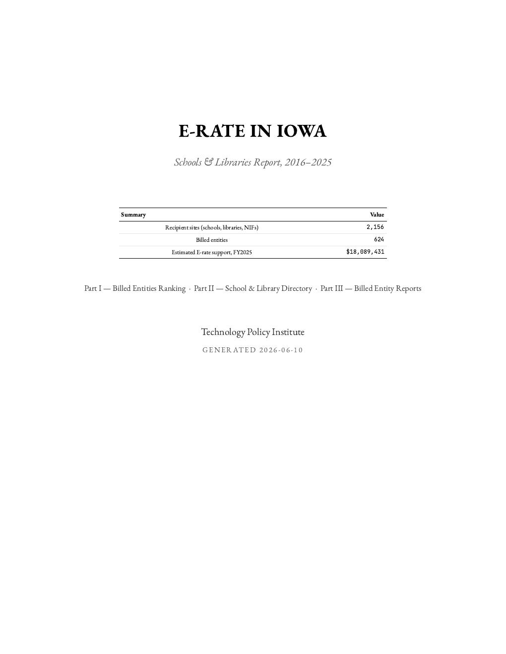 Iowa report cover
