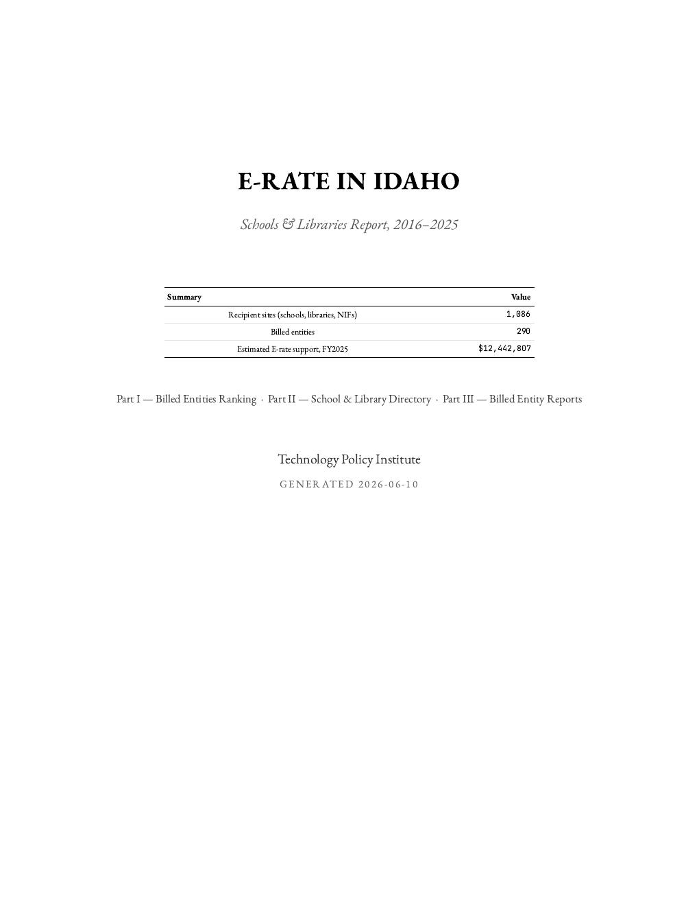 Idaho report cover