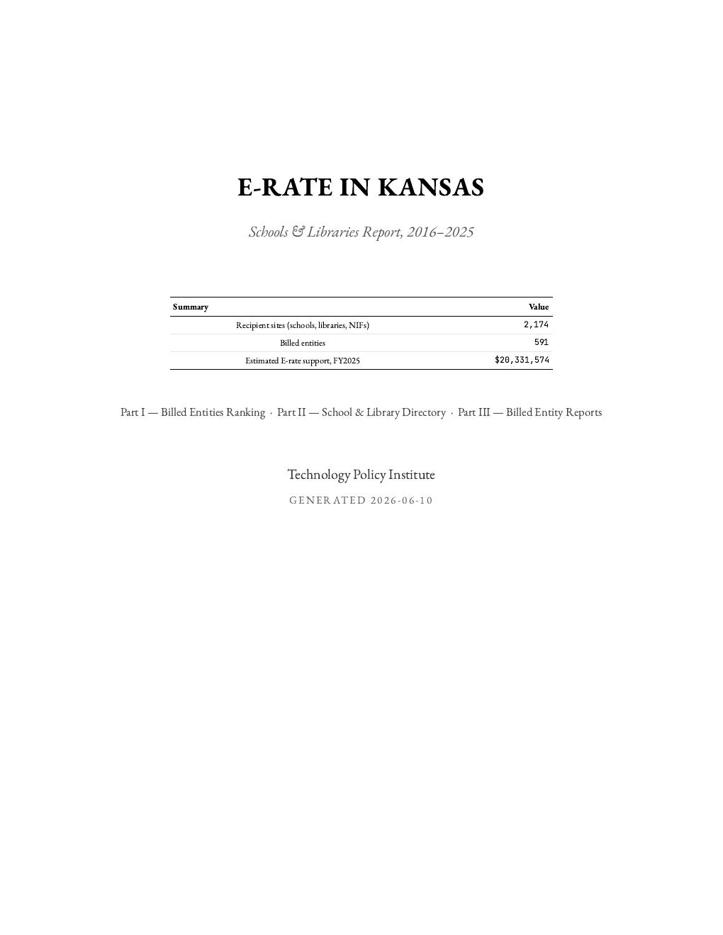 Kansas report cover