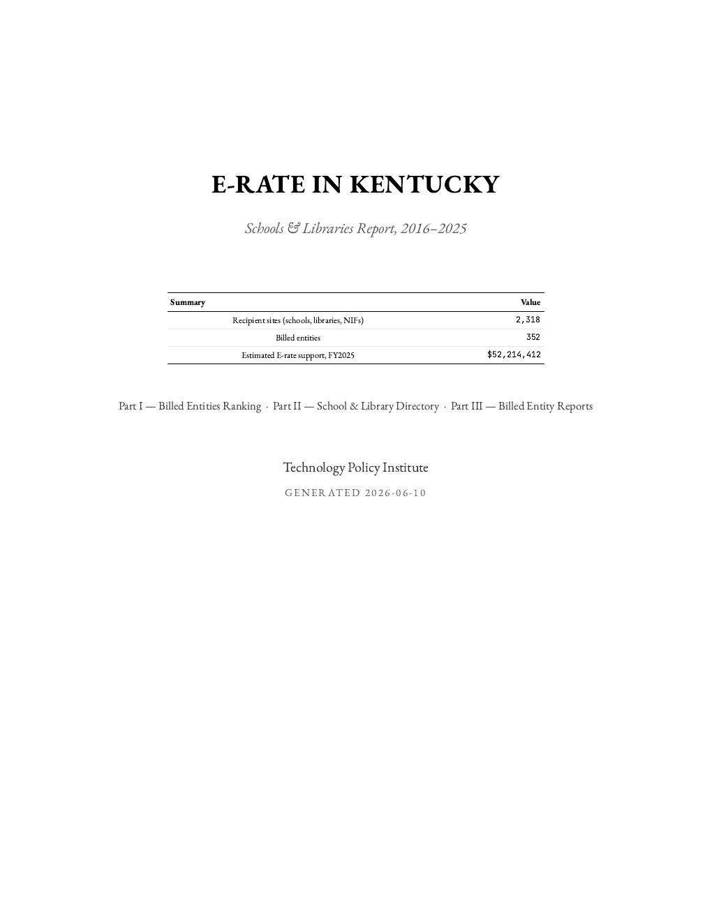 Kentucky report cover