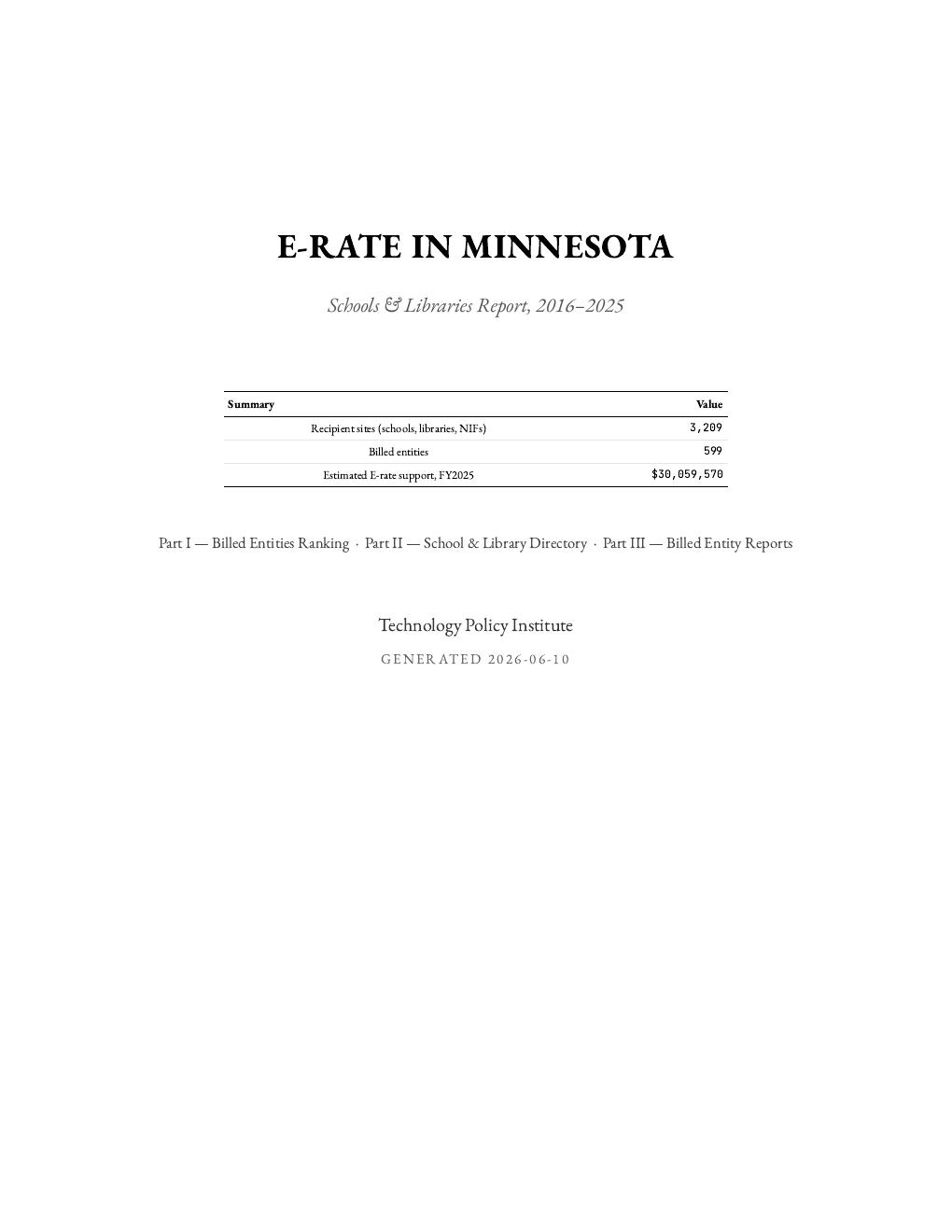Minnesota report cover