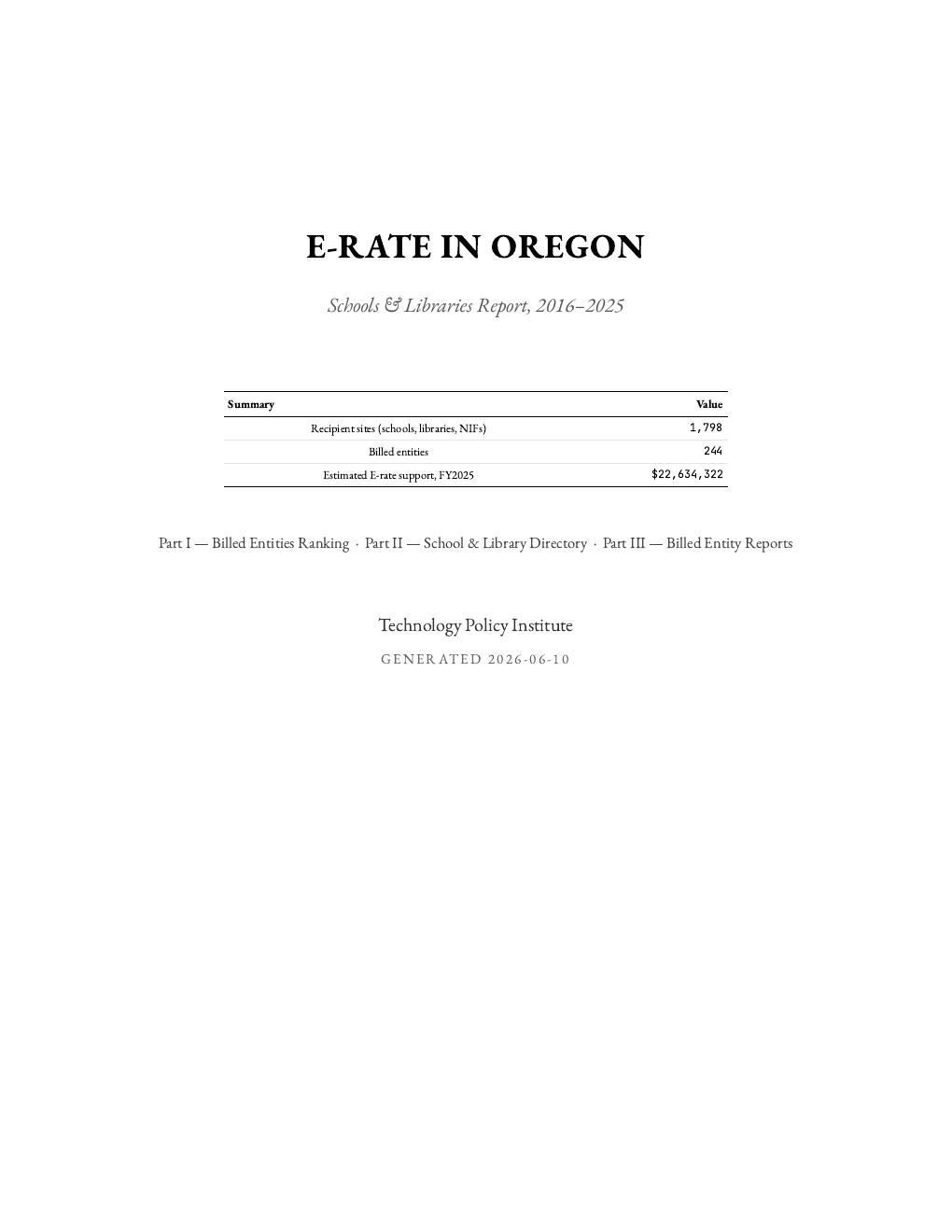 Oregon report cover