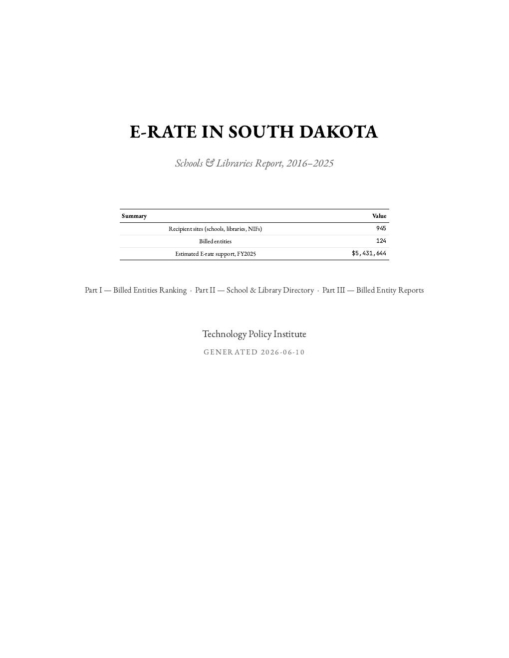 South Dakota report cover
